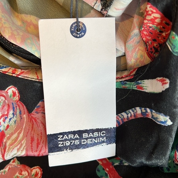NWT Zara Basic Z1975 Denim Polyester Tiger Cat Dress M - Picture 9 of 12